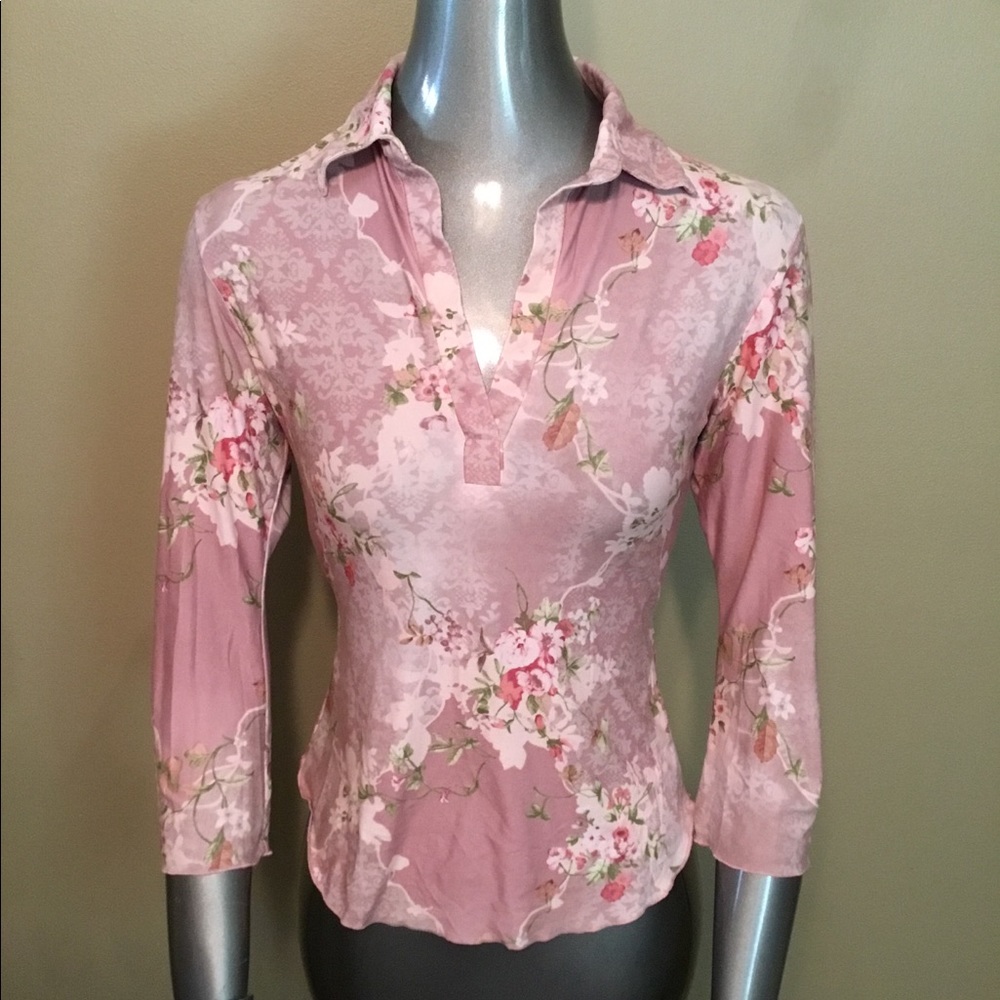 Vintage G.A.S pink floral blouse top